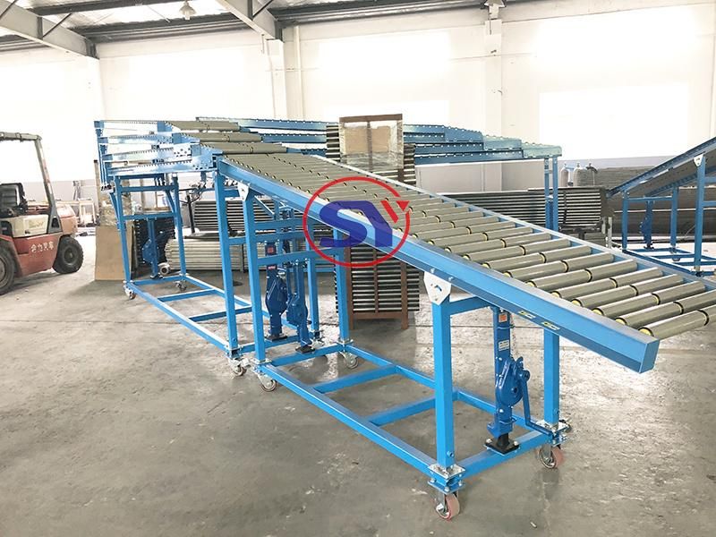 Long Distance Delivery Truck Loading Folding Conveyor Roller Telescopic Type