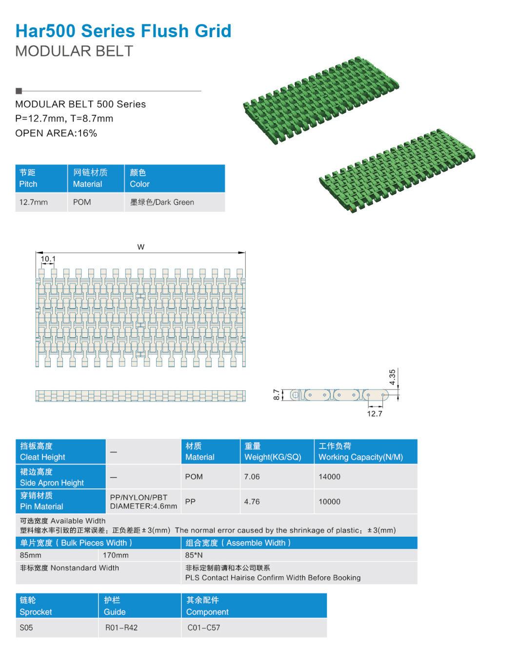 Flush Grid Type Modular Conveyor Belts Manufacturer