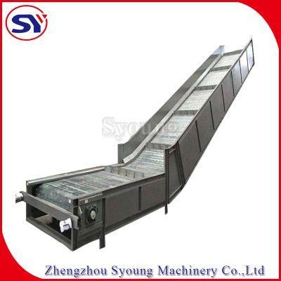 Stainless Steel Incling Chain Plate Conveyor Goods Transport and Discharge