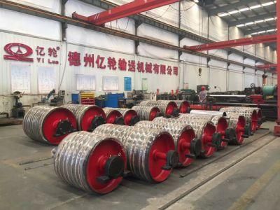 Conveyor Drive Pulley with Diamond Rubber Lagging for Mining, Cement, Coal Indusutry