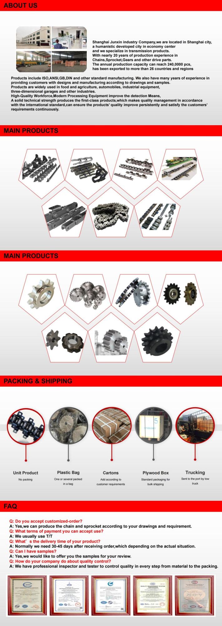 Factory All Kind of Simplex Industrial Forging Conveyor Chains