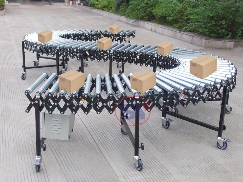 Portable Gravity Extend and Retract Flexible Conveyor with Metal Skate Wheels