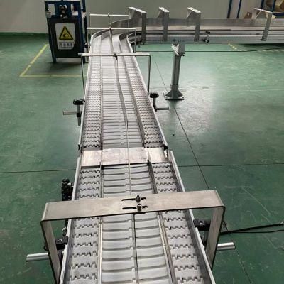China Cuved Flexible Chain Plastic Conveyor for Bottles Cans Transportation