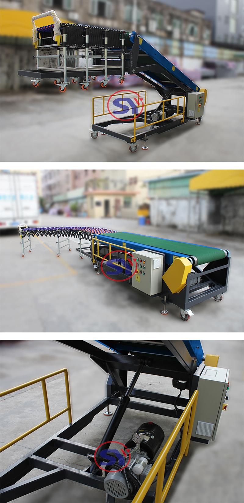 Variable Speed Expandable Telescopic Belt Conveyor for Express Courier Boxes Loading Unloading