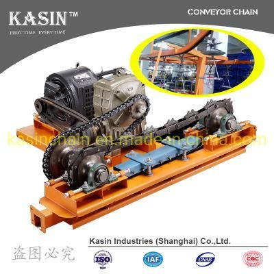 Kasin Industries Enclosed Overhead Track Conveyor System for Transmission