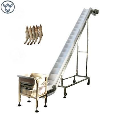 Food Grade PU Steel Belt Inclined Conveyor for Sea Food